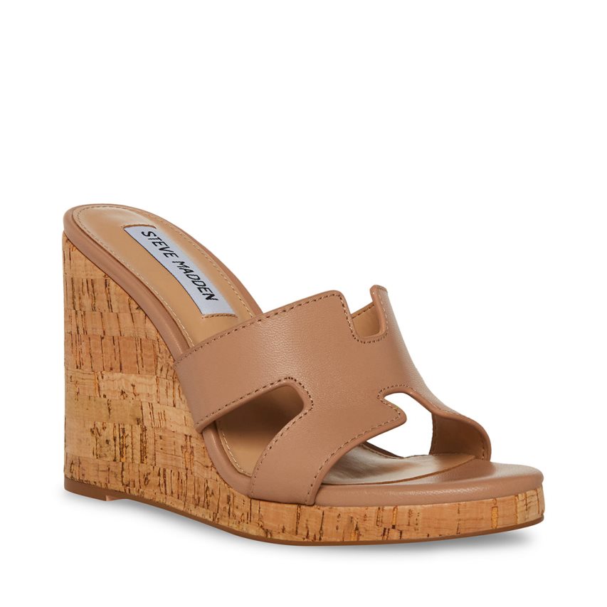 Brown Steve Madden Mayson Leather Women's Wedges | PH 6185XMC